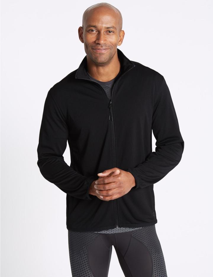 Marks & Spencer Textured Zipped Through Top Black