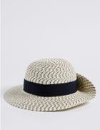 Marks & Spencer Textured Scarf Trim Sun Hat Navy