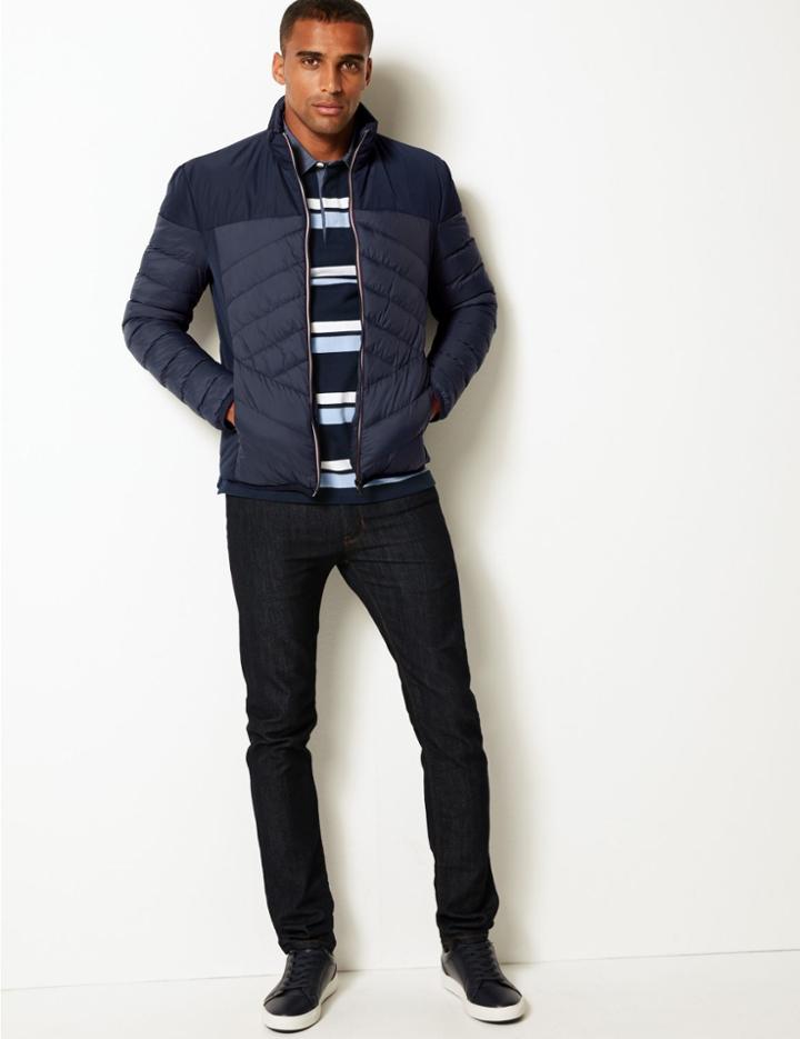 Marks & Spencer Quilted Puffer Jacket With Stormwear&trade; Navy