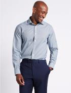 Marks & Spencer Pure Cotton Easy To Iron Tailored Fit Shirt Blue