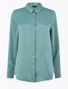 Marks & Spencer Satin Long Sleeve Blouse Duck Egg