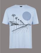 Marks & Spencer Slim Fit Pure Cotton Crew Neck T-shirt Ice Blue