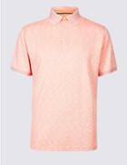 Marks & Spencer Modal Rich Textured Polo Shirt Orange Mix