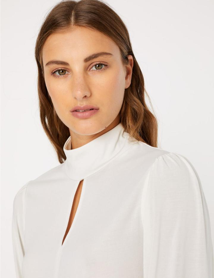 Marks & Spencer Keyhole Long Sleeve Top Ivory