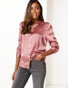 Marks & Spencer Pure Silk Long Sleeve Shirt Rosewood