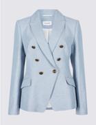 Marks & Spencer Linen Rich Herringbone Blazer Sky Blue