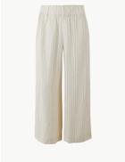 Marks & Spencer Linen Blend Striped Cropped Trousers Multi