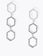 Marks & Spencer Crystal Hexagon Drop Earrings Silver