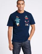 Marks & Spencer Pure Cotton Penguin Christmas T-shirt Navy