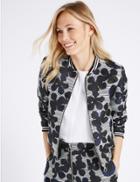 Marks & Spencer Floral Embroidered Bomber Jacket Blue Mix