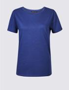 Marks & Spencer Pure Cotton Round Neck Short Sleeve T-shirt Indigo