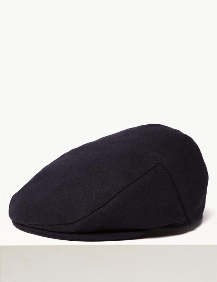 Marks & Spencer Wool Flat Cap Navy