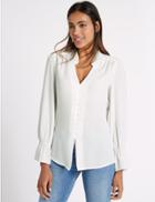 Marks & Spencer Notch Neck Long Sleeve Blouse Ivory