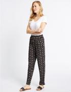 Marks & Spencer Printed Tapered Leg Trousers Black Mix