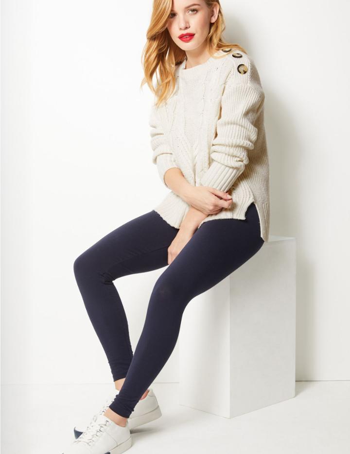 Marks & Spencer Petite Cotton Blend Textured Jumper Cream