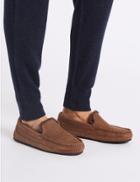 Marks & Spencer Leather Slip-on Slippers With Freshfeet&trade; Brown