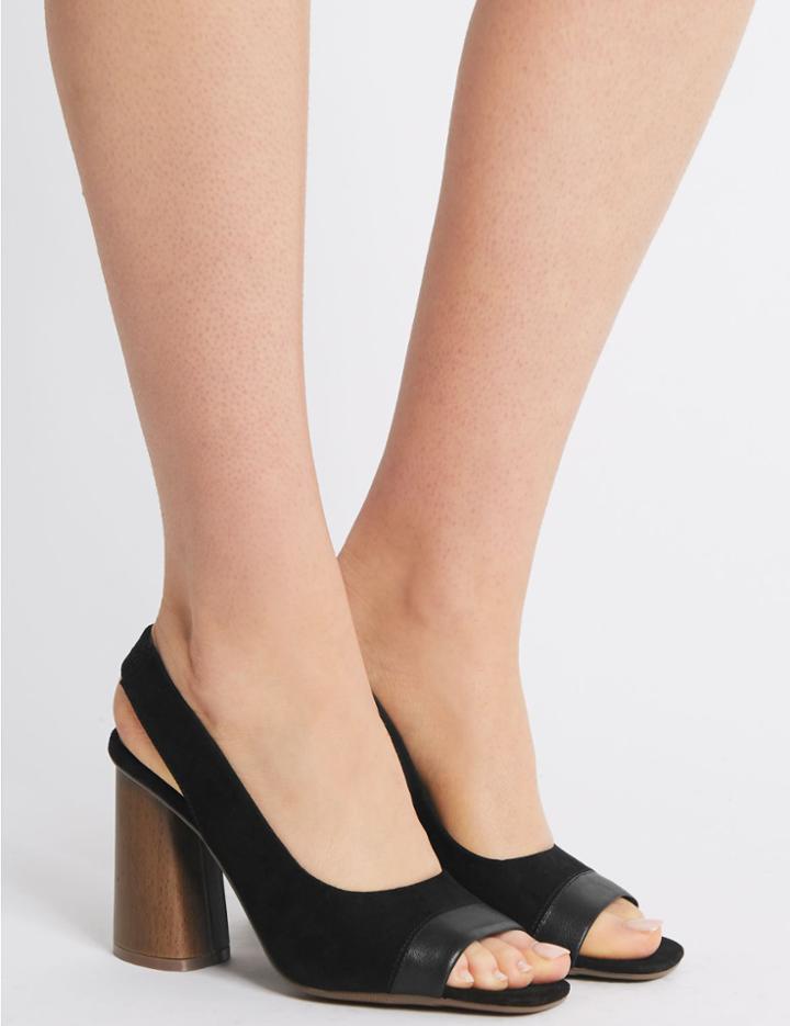 Marks & Spencer Peep Toe Slingback Sandals Black