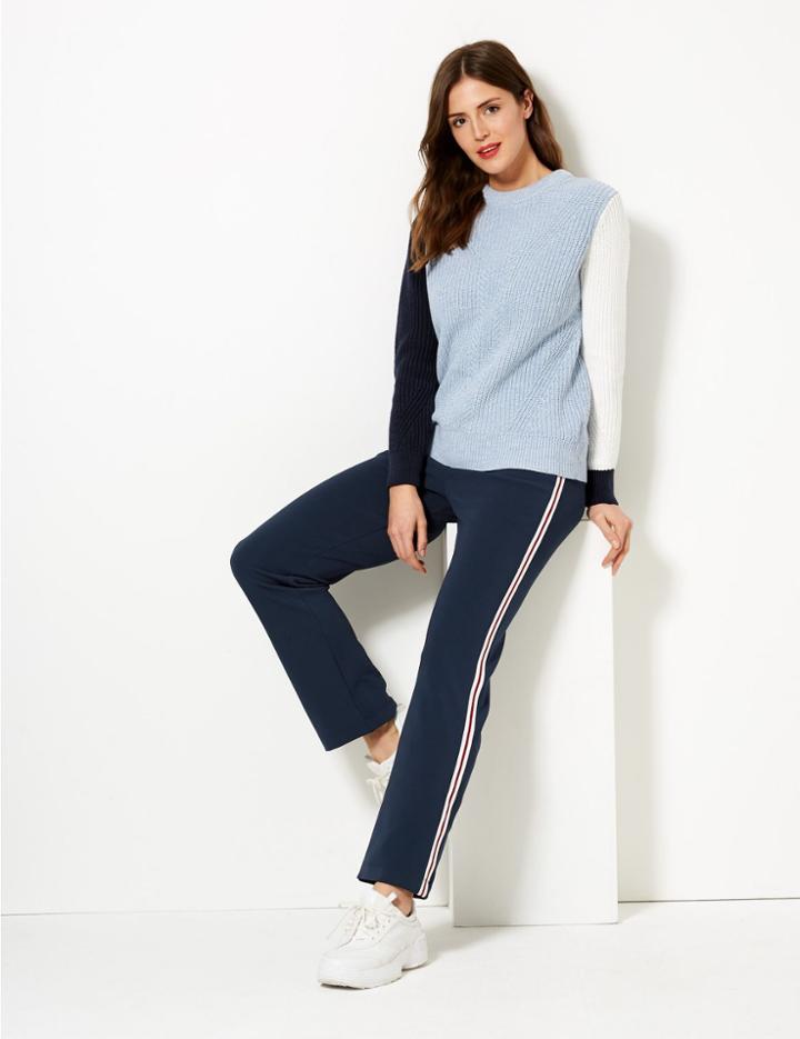 Marks & Spencer Straight Leg Ankle Grazer Joggers Navy Mix
