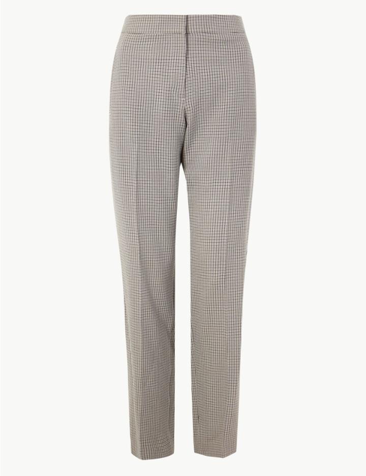 Marks & Spencer Dogtooth Checked Suit Trousers Black Mix