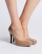 Marks & Spencer Stiletto Heel Platform Skin Tone Court Shoes Taupe