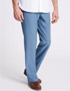 Marks & Spencer Slim Fit Flat Front Golf Chinos Blue