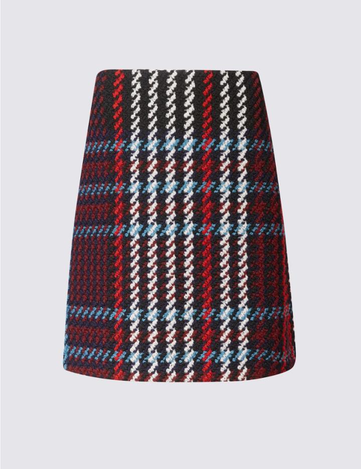 Marks & Spencer Checked A-line Mini Skirt Black Mix
