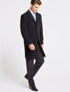 Marks & Spencer Wool Rich Coat With Cashmere Navy