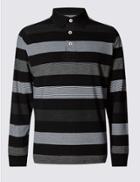 Marks & Spencer Pure Cotton Striped Rugby Top Black Mix