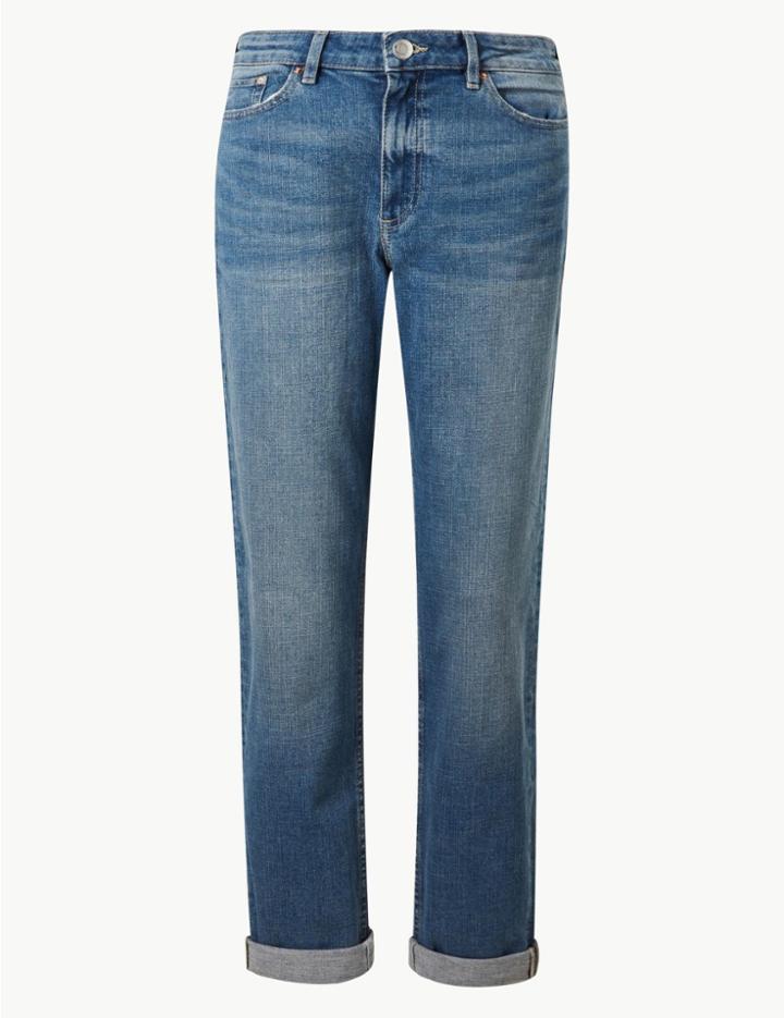 Marks & Spencer Mid Rise Relaxed Slim Jeans Light Indigo