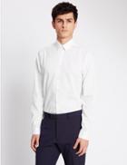 Marks & Spencer Cotton Rich Easy To Iron Superslim Shirt White