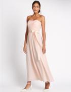 Marks & Spencer Strapless Pleated Maxi Dress With Belt Blush Pink