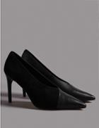 Marks & Spencer Leather Stiletto Heel Wrap Court Shoes Black