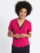 Marks & Spencer V-neck Short Sleeve Blouse Bright Pink