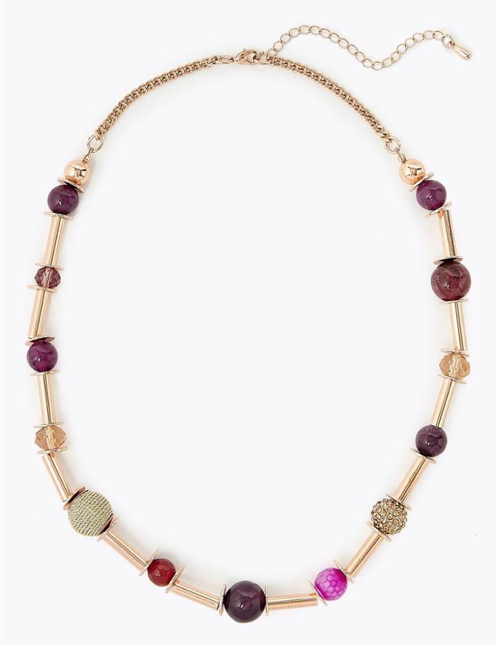 Marks & Spencer Bar & Bead Necklace Purple Mix
