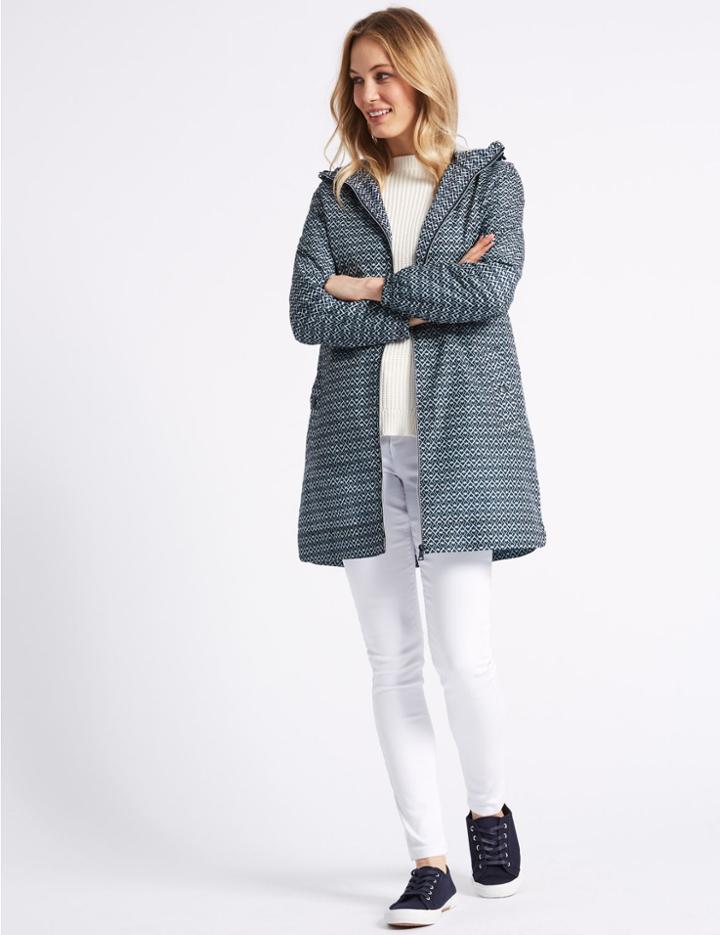 Marks & Spencer Geometric Print Parka Navy Mix