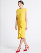 Marks & Spencer Ruffle Asymmetric Short Sleeve Bodycon Dress Saffron