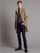 Marks & Spencer Wool Blend Funnel Neck Coat Neutral