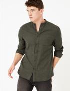 Marks & Spencer Brushed Cotton Flannel Shirt Khaki