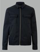Marks & Spencer Cotton Rich Shirt Jacket Navy Mix