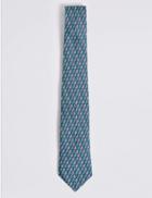 Marks & Spencer Pure Silk Monkey Print Tie Jade Mix