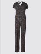 Marks & Spencer Animal Print Short Sleeve Jumpsuit Black Mix
