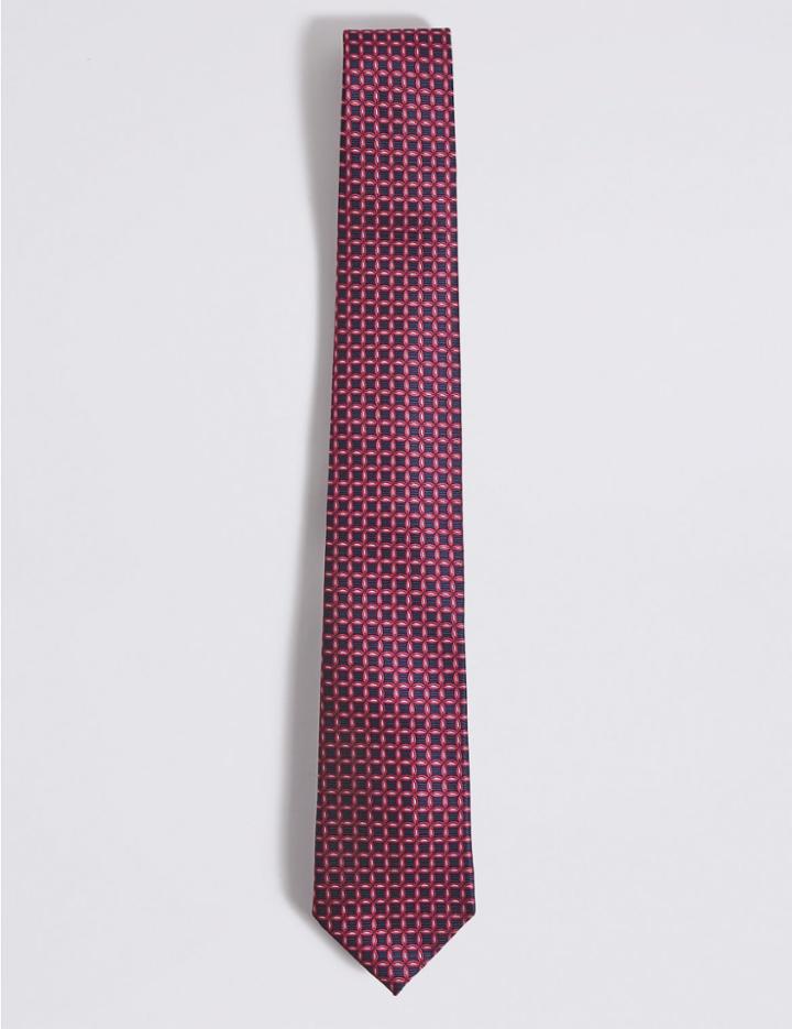 Marks & Spencer Geometric Print Tie Coral