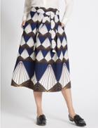 Marks & Spencer Diamond Print A-line Skirt Blue Mix