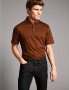 Marks & Spencer Pure Cotton Textured Polo Shirt Burnt Orange