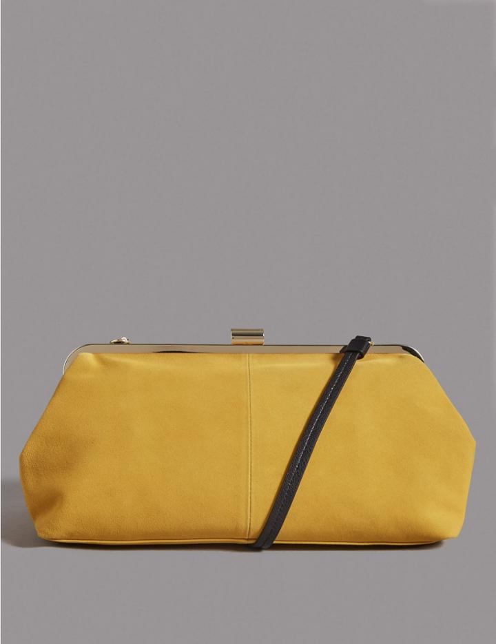 Marks & Spencer Suede Clutch Bag Yellow