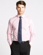 Marks & Spencer Cotton Blend Easy To Iron Slim Fit Shirt Pink