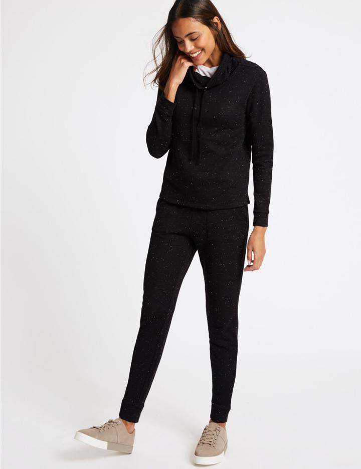 Marks & Spencer Cotton Blend Textured Joggers Black Mix