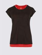 Marks & Spencer Burnout Print Double Layer Short Sleeve T-shirt Black Mix