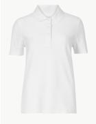 Marks & Spencer Pure Cotton Short Sleeve Polo Shirt White