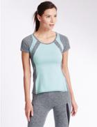 Marks & Spencer Performance Marl Tee Shirt Grey Marl